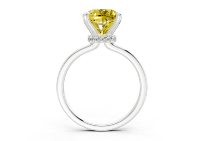 Seraphina Yellow Diamond Solitaire Cushion Squareuare Cut 1.8mm Engagement Ring