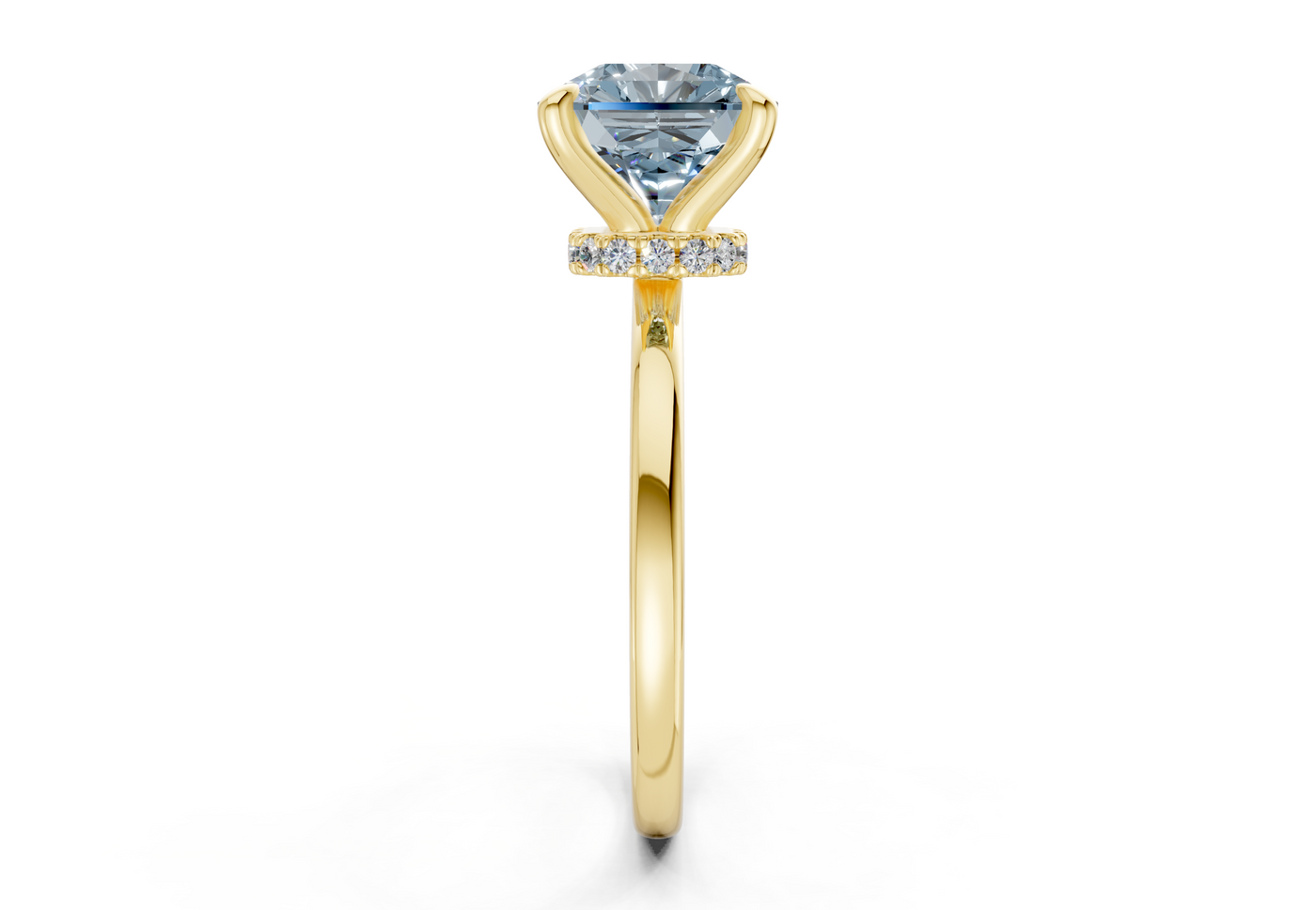 Seraphina Blue Diamond Solitaire Radiant Squareuare Cut 1.8mm Engagement Ring