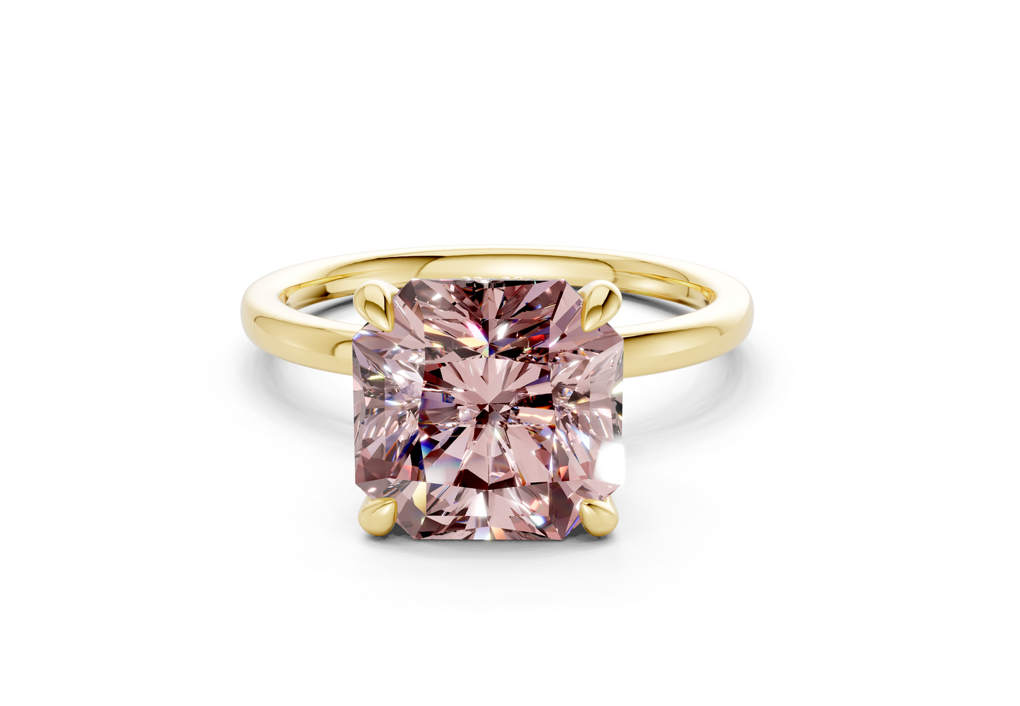 Seraphina Pink Diamond Solitaire Radiant Squareuare Cut 1.8mm Engagement Ring