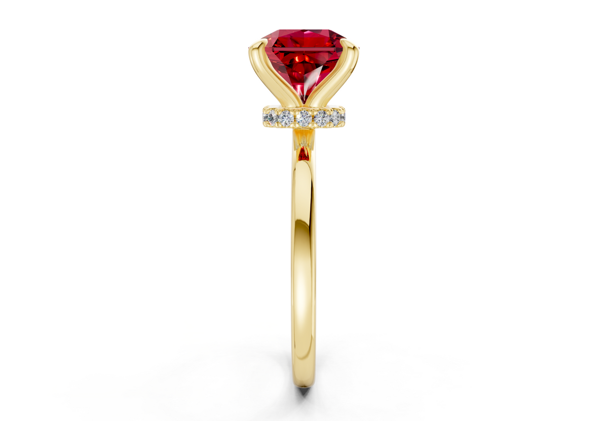 Seraphina Ruby Gemstone Solitaire Radiant Squareuare Cut 1.8mm Engagement Ring