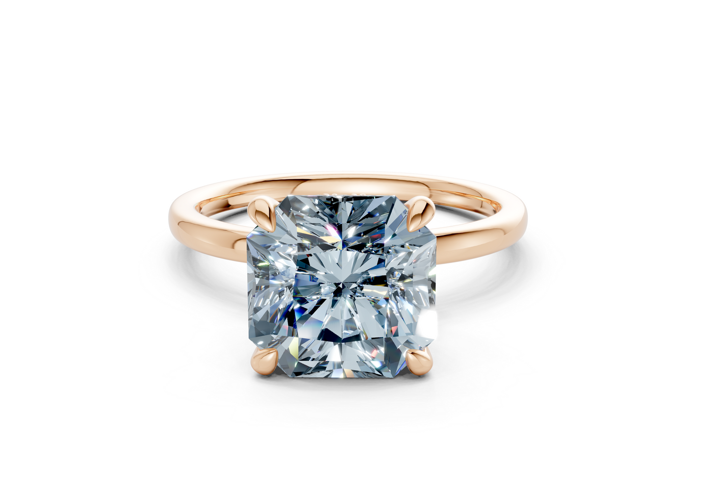 Seraphina Blue Diamond Solitaire Radiant Squareuare Cut 1.8mm Engagement Ring