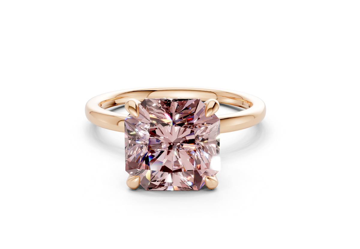 Seraphina Pink Diamond Solitaire Radiant Squareuare Cut 1.8mm Engagement Ring