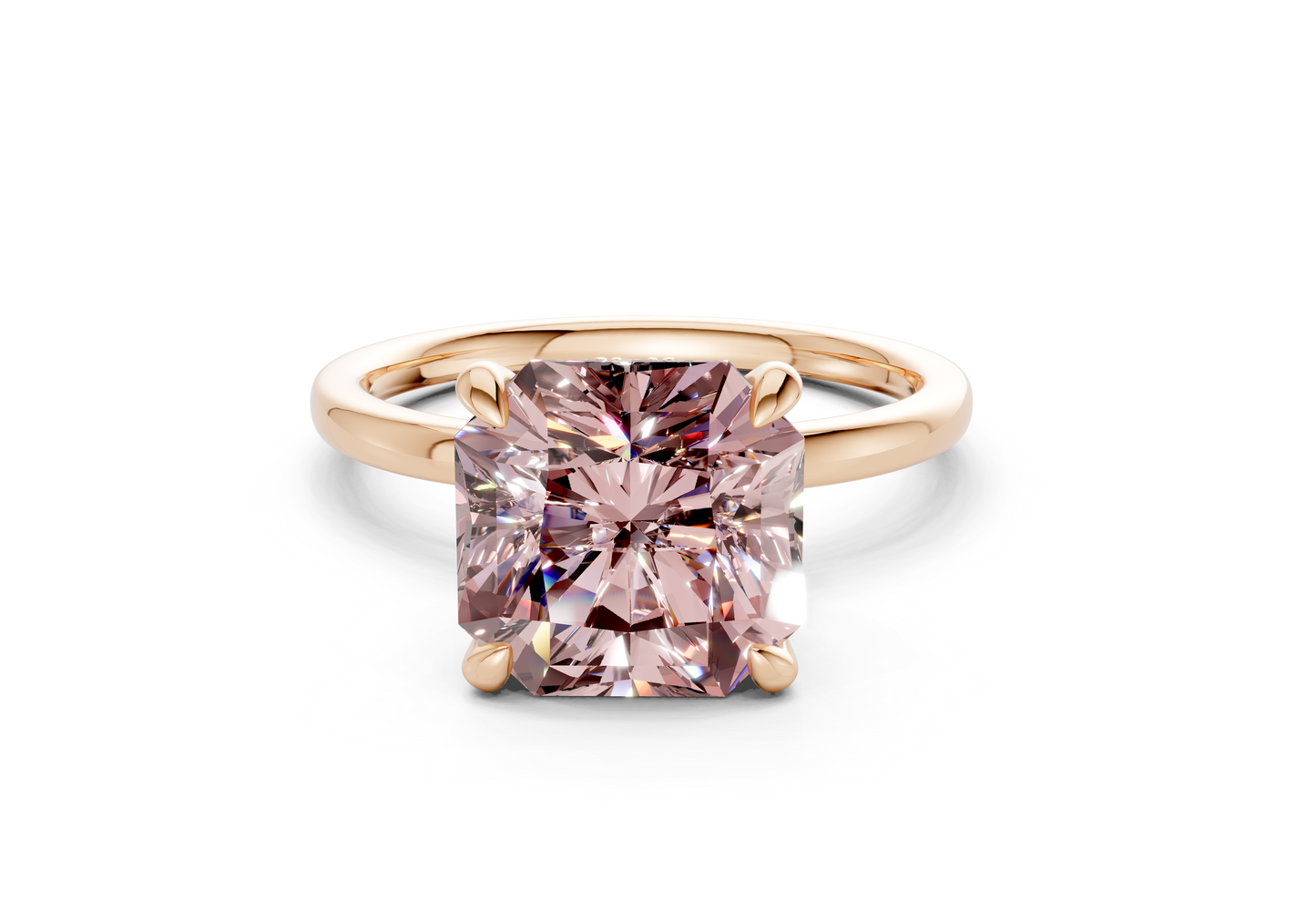 Seraphina Pink Diamond Solitaire Radiant Squareuare Cut 1.8mm Engagement Ring