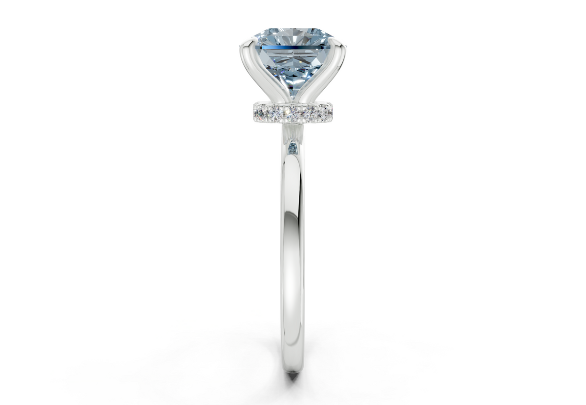 Seraphina Blue Diamond Solitaire Radiant Squareuare Cut 1.8mm Engagement Ring