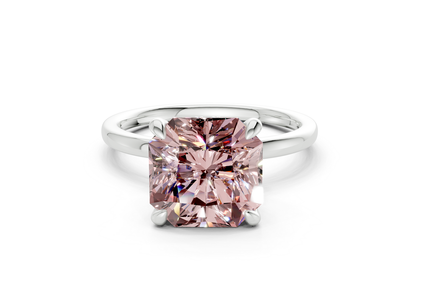 Seraphina Pink Diamond Solitaire Radiant Squareuare Cut 1.8mm Engagement Ring