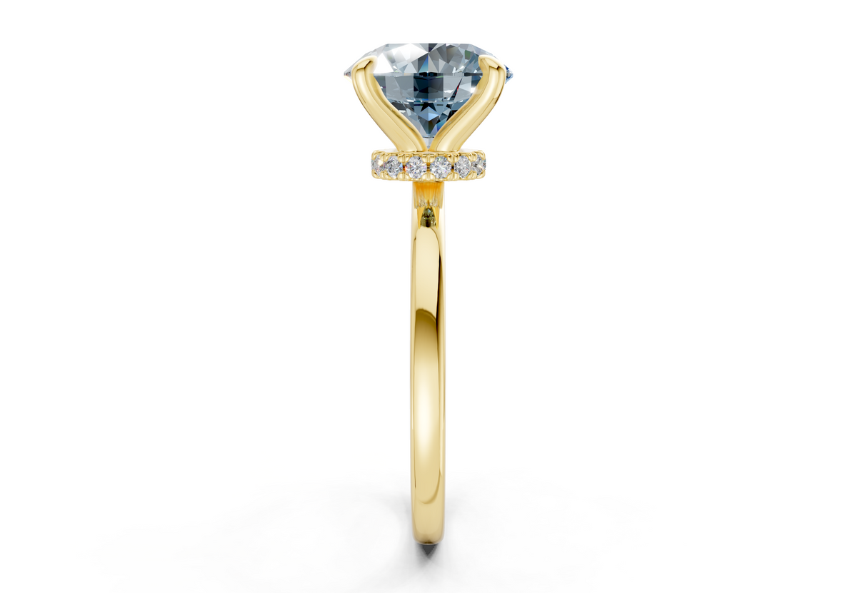 Seraphina Blue Diamond Solitaire Round Cut 1.8mm Engagement Ring