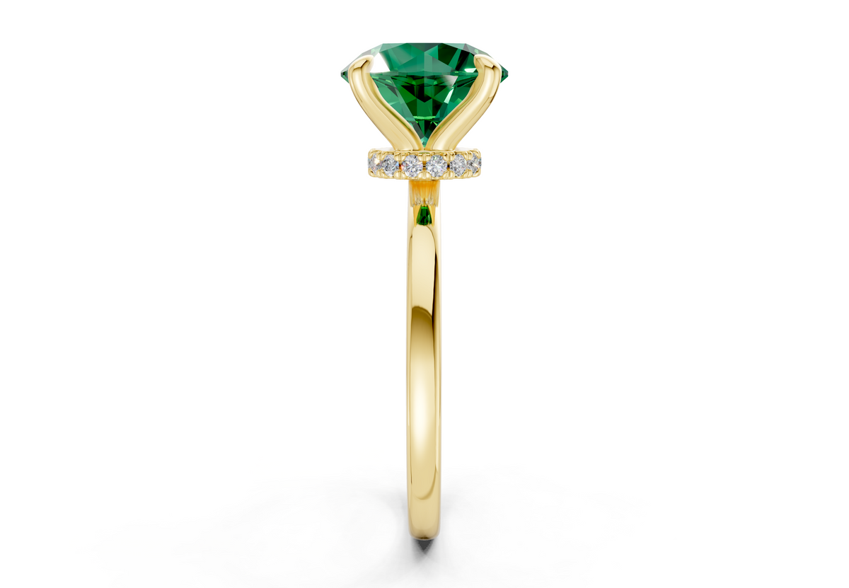 Seraphina Emerald Gemstone Solitaire Round Cut 1.8mm Engagement Ring