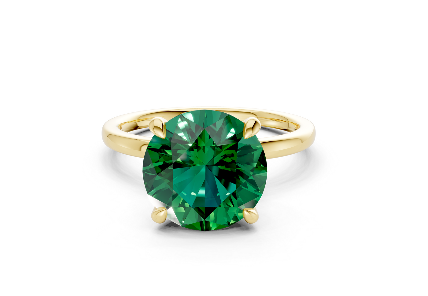 Seraphina Emerald Gemstone Solitaire Round Cut 1.8mm Engagement Ring