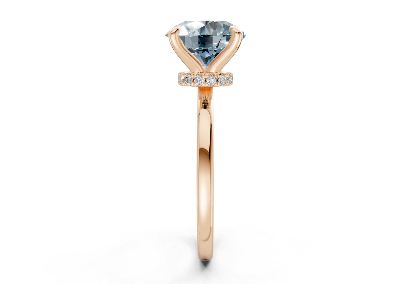 Seraphina Blue Diamond Solitaire Round Cut 1.8mm Engagement Ring