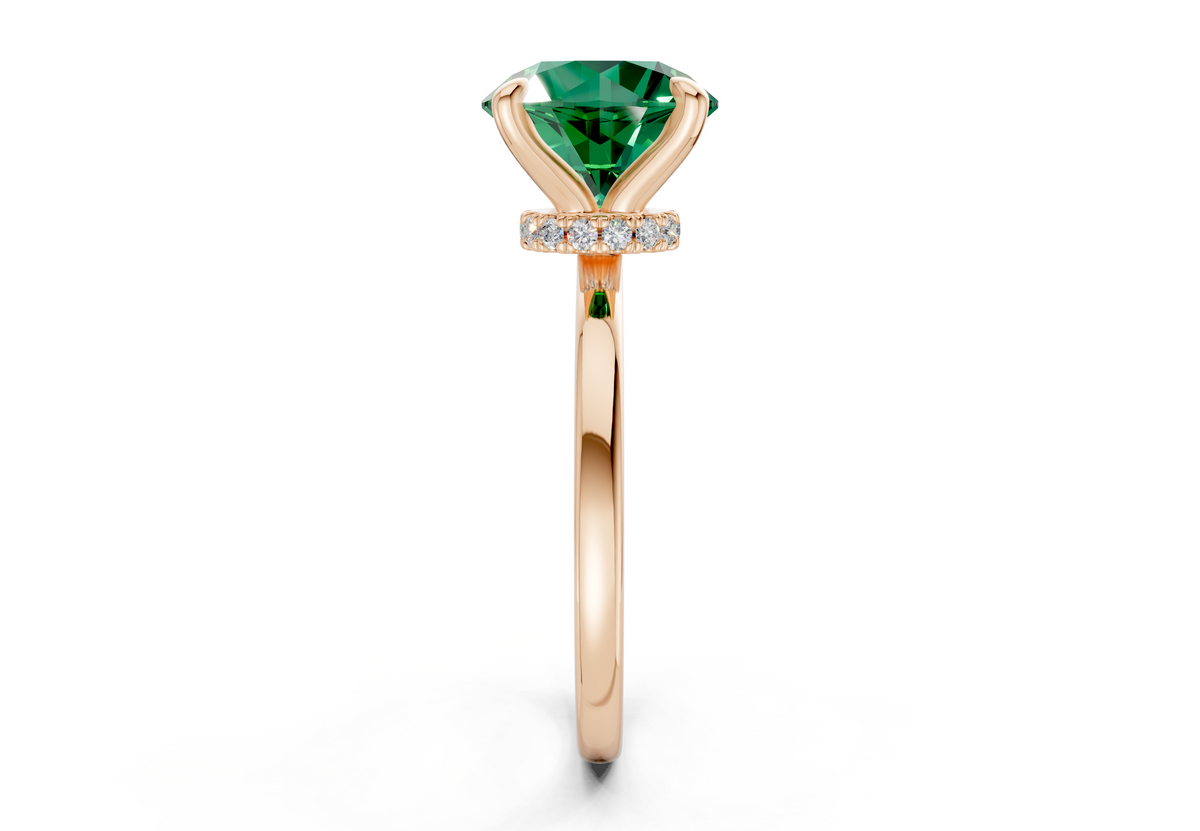 Seraphina Emerald Gemstone Solitaire Round Cut 1.8mm Engagement Ring