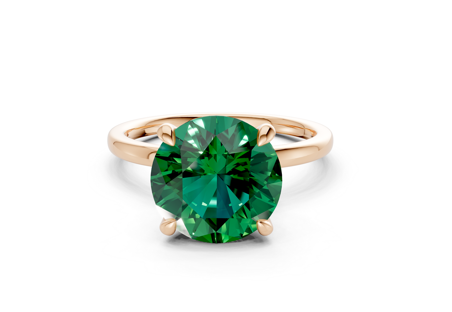 Seraphina Emerald Gemstone Solitaire Round Cut 1.8mm Engagement Ring