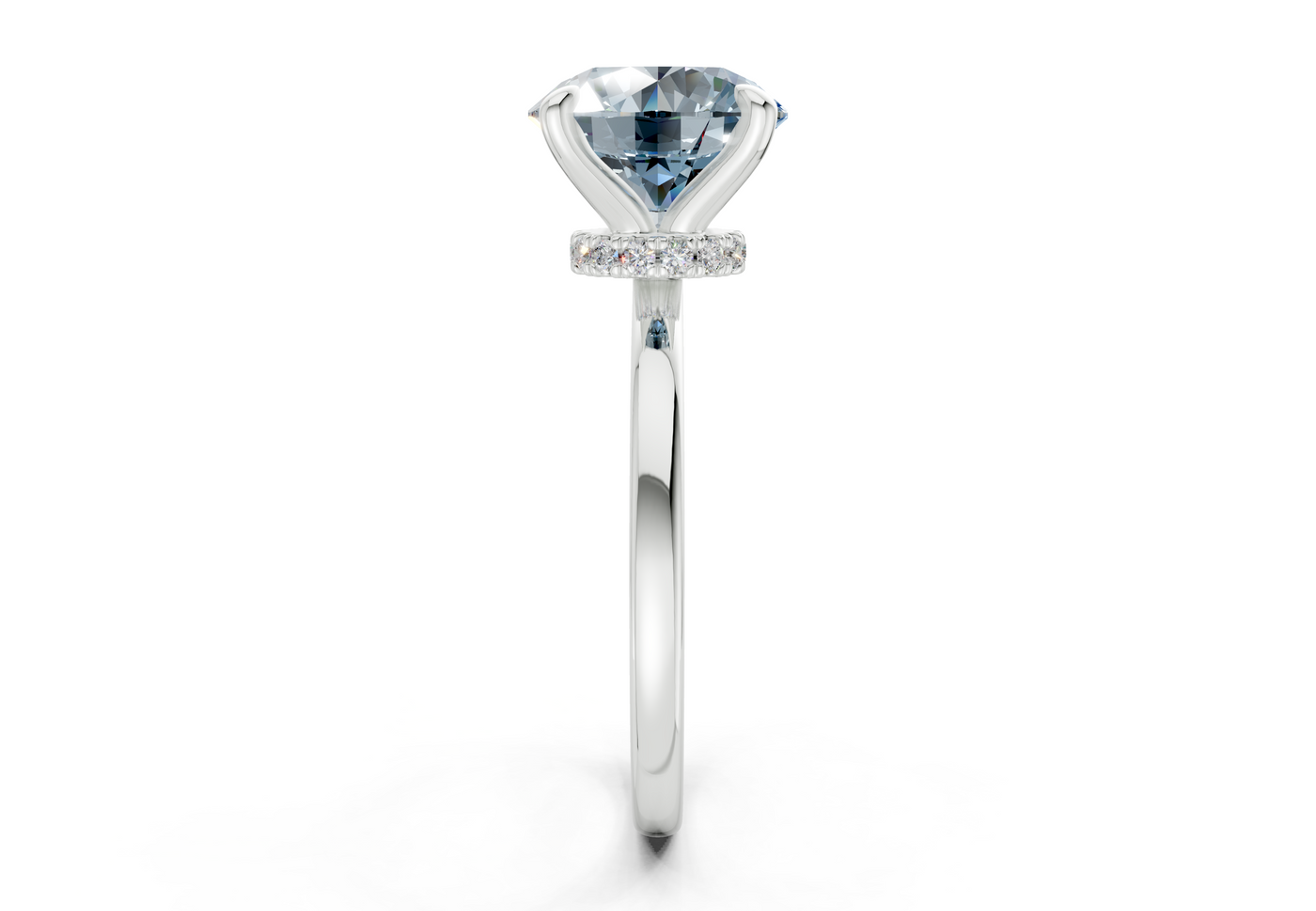 Seraphina Blue Diamond Solitaire Round Cut 1.8mm Engagement Ring