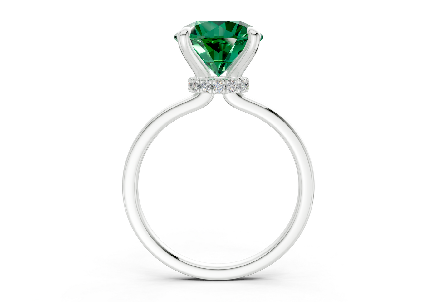 Seraphina Emerald Gemstone Solitaire Round Cut 1.8mm Engagement Ring
