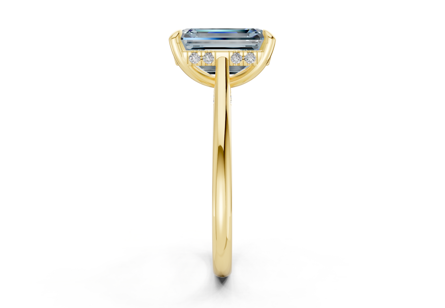Piper Blue Diamond Solitaire Emerald Cut 1.8mm Engagement Ring
