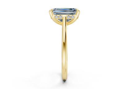 Piper Blue Diamond Solitaire Emerald Cut 2mm Engagement Ring