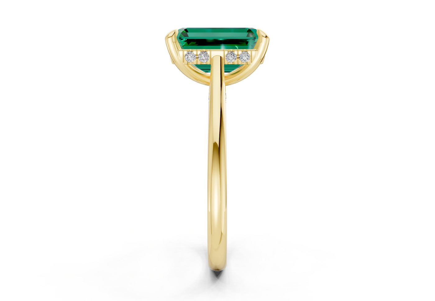 Piper Emerald Gemstone Solitaire Emerald Cut 1.8mm Engagement Ring