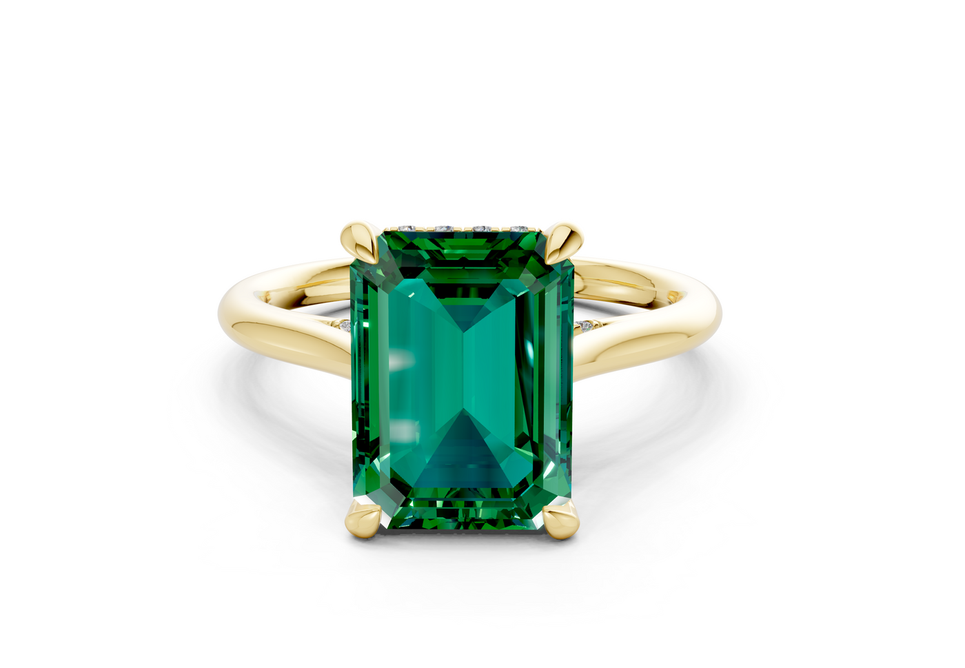 Piper Emerald Gemstone Solitaire Emerald Cut 1.8mm Engagement Ring