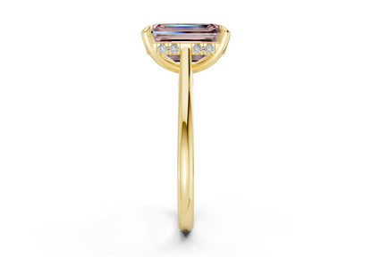 Piper Pink Diamond Solitaire Emerald Cut 2.2mm Engagement Ring