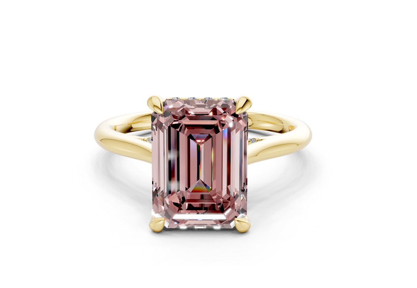Piper Pink Diamond Solitaire Emerald Cut 1.8mm Engagement Ring