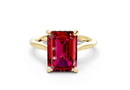 Piper Ruby Gemstone Solitaire Emerald Cut 1.8mm Engagement Ring