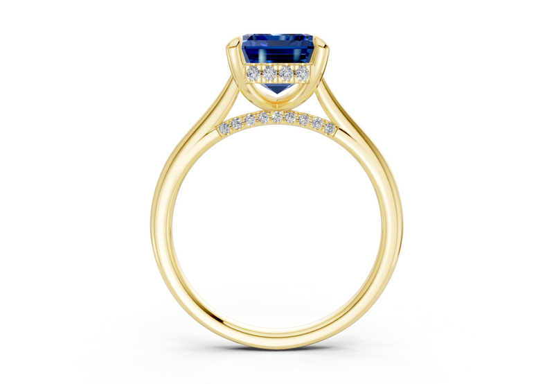 Piper Sapphire Gemstone Solitaire Emerald Cut 1.8mm Engagement Ring
