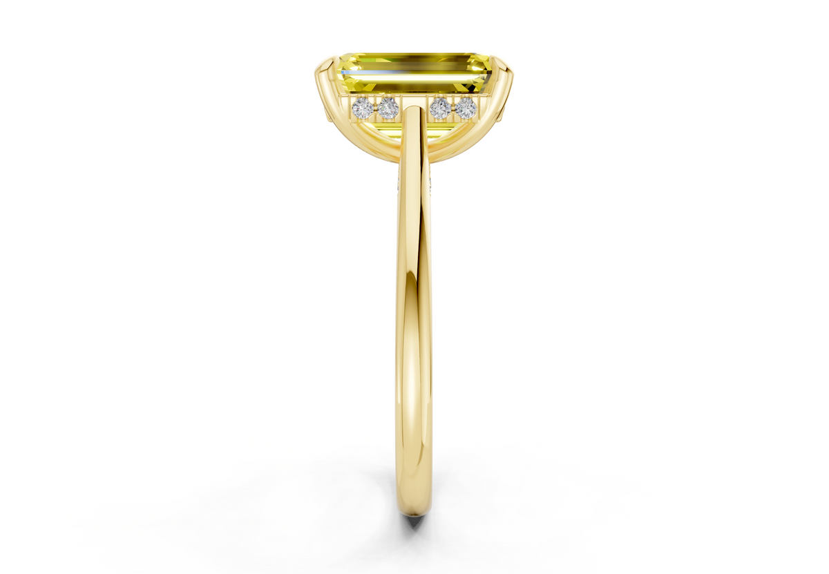 Piper Yellow Diamond Solitaire Emerald Cut 2mm Engagement Ring