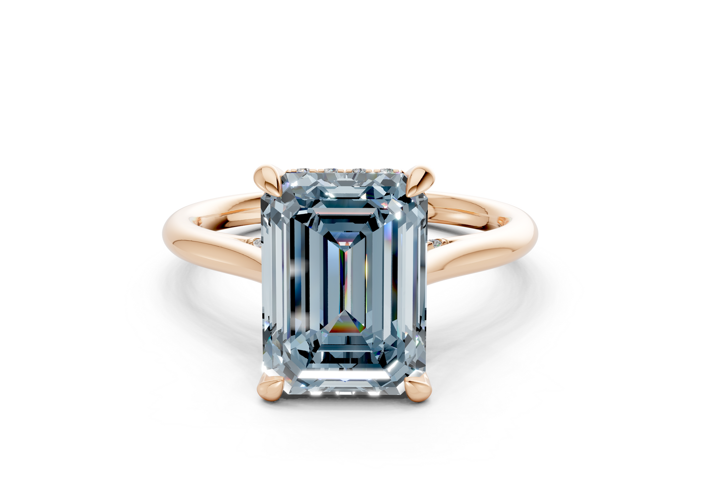 Piper Blue Diamond Solitaire Emerald Cut 2mm Engagement Ring