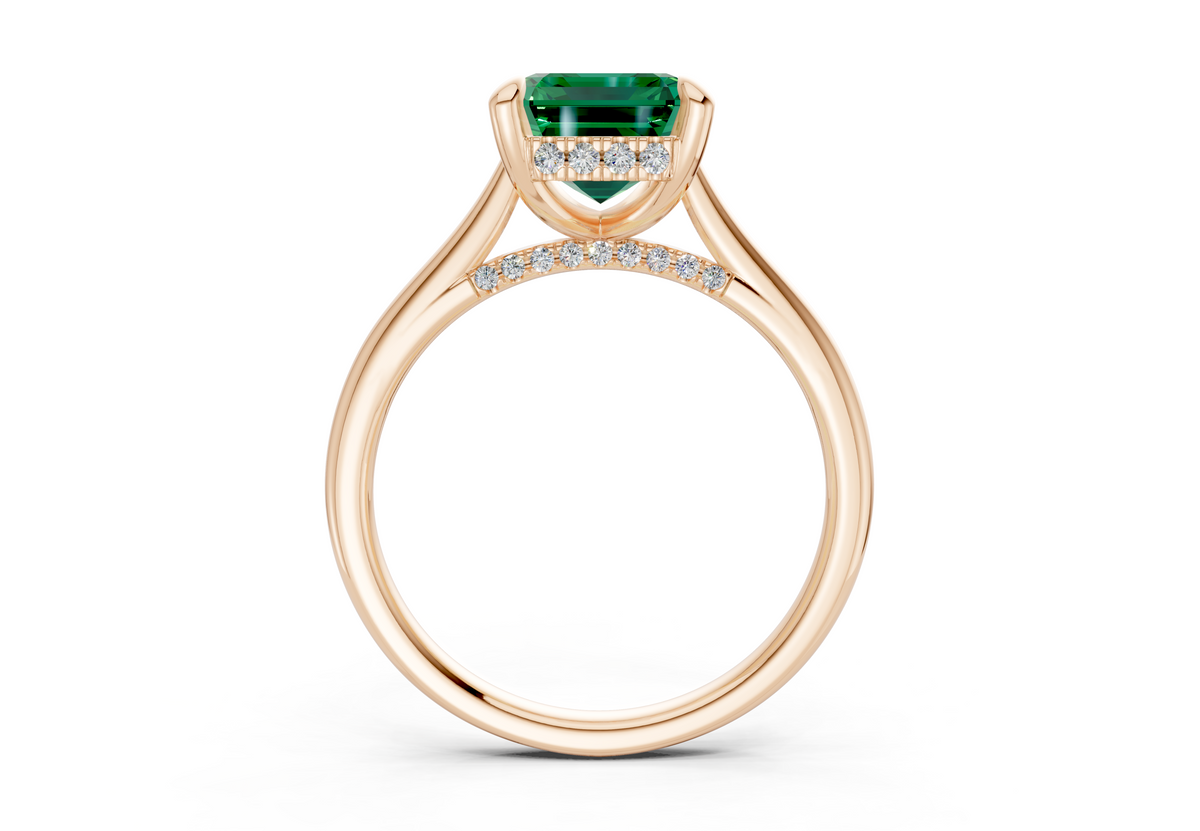 Piper Emerald Gemstone Solitaire Emerald Cut 2.2mm Engagement Ring