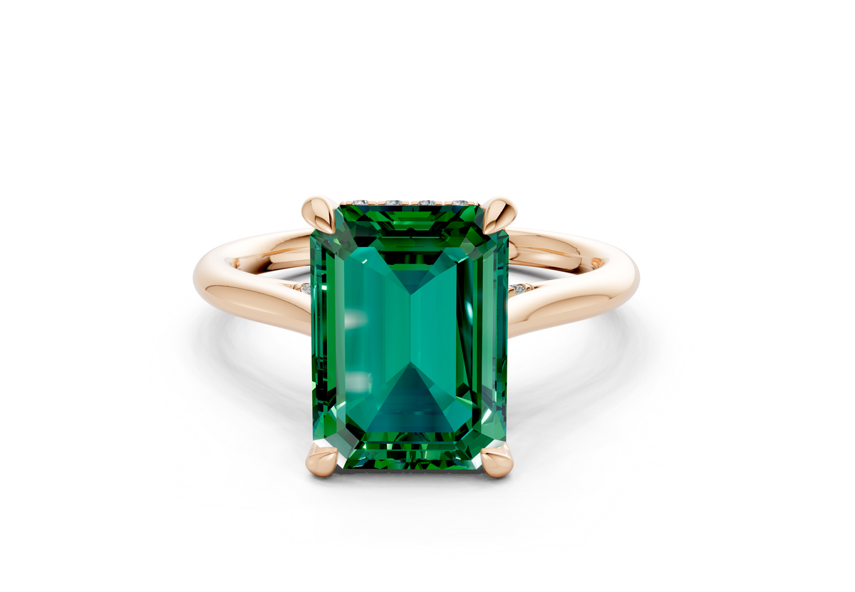 Piper Emerald Gemstone Solitaire Emerald Cut 1.8mm Engagement Ring