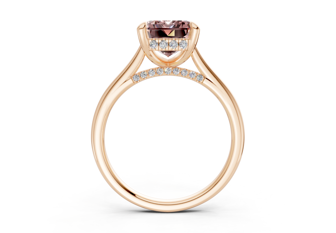 Piper Pink Diamond Solitaire Emerald Cut 2mm Engagement Ring