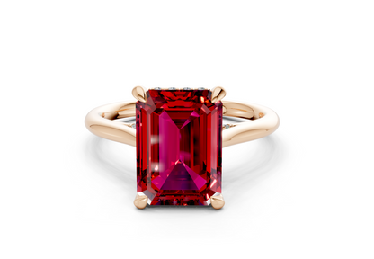 Piper Ruby Gemstone Solitaire Emerald Cut 1.8mm Engagement Ring