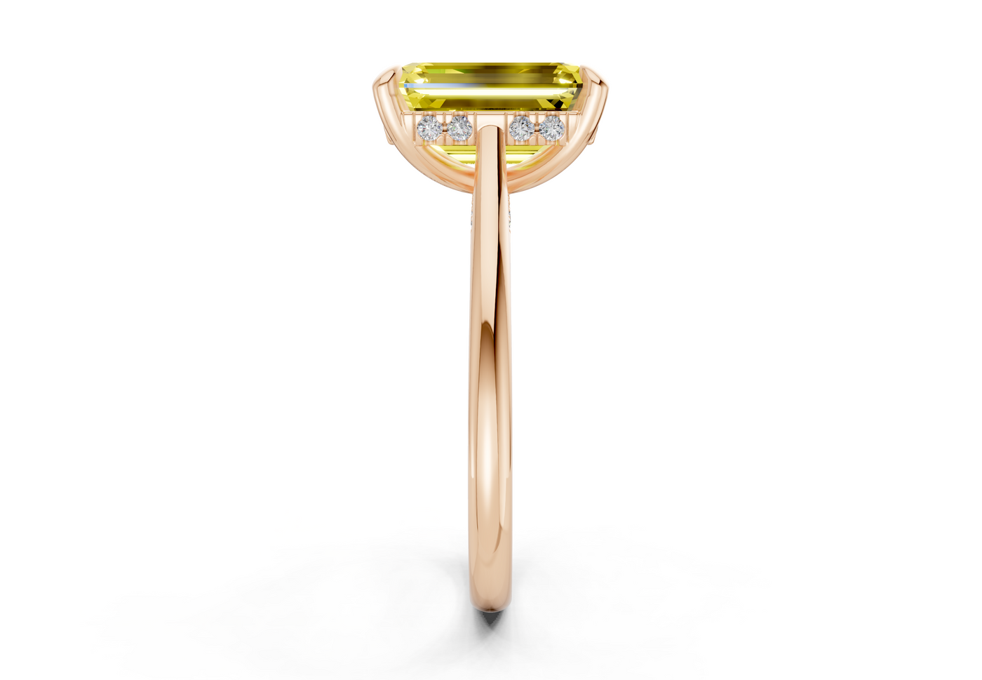 Piper Yellow Diamond Solitaire Emerald Cut 2mm Engagement Ring