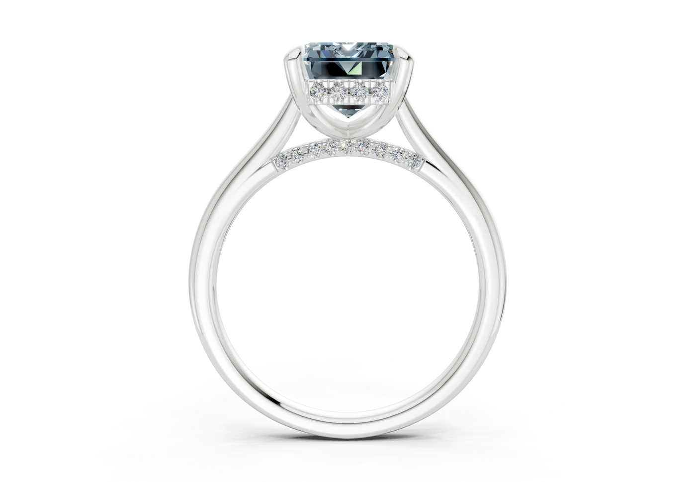 Piper Blue Diamond Solitaire Emerald Cut 2mm Engagement Ring