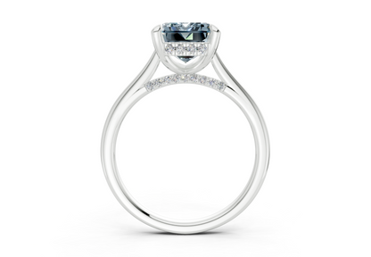 Piper Blue Diamond Solitaire Emerald Cut 2mm Engagement Ring