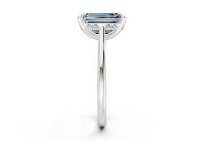 Piper Blue Diamond Solitaire Emerald Cut 2mm Engagement Ring