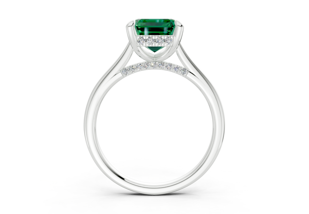 Piper Emerald Gemstone Solitaire Emerald Cut 1.8mm Engagement Ring