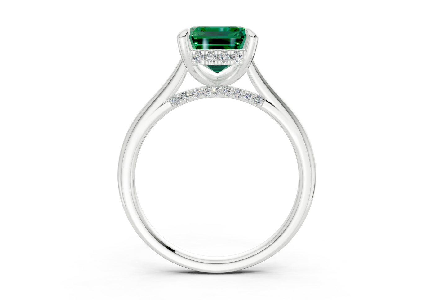 Piper Emerald Gemstone Solitaire Emerald Cut 2mm Engagement Ring