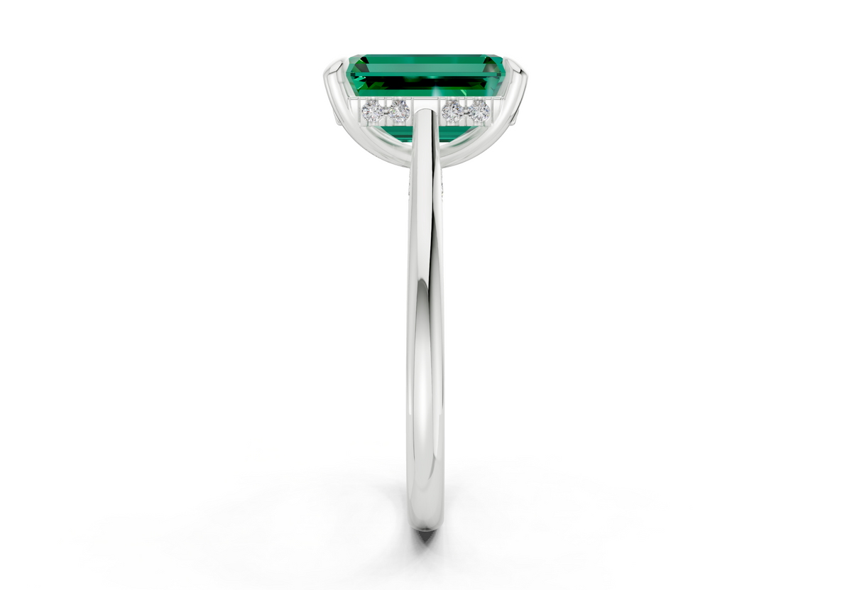 Piper Emerald Gemstone Solitaire Emerald Cut 1.8mm Engagement Ring