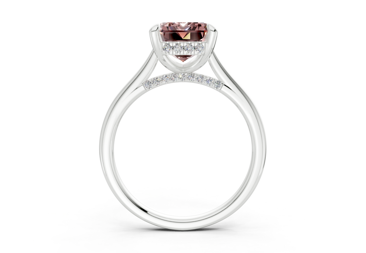 Piper Pink Diamond Solitaire Emerald Cut 2.2mm Engagement Ring