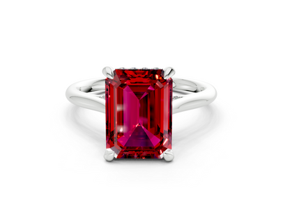 Piper Ruby Gemstone Solitaire Emerald Cut 1.8mm Engagement Ring