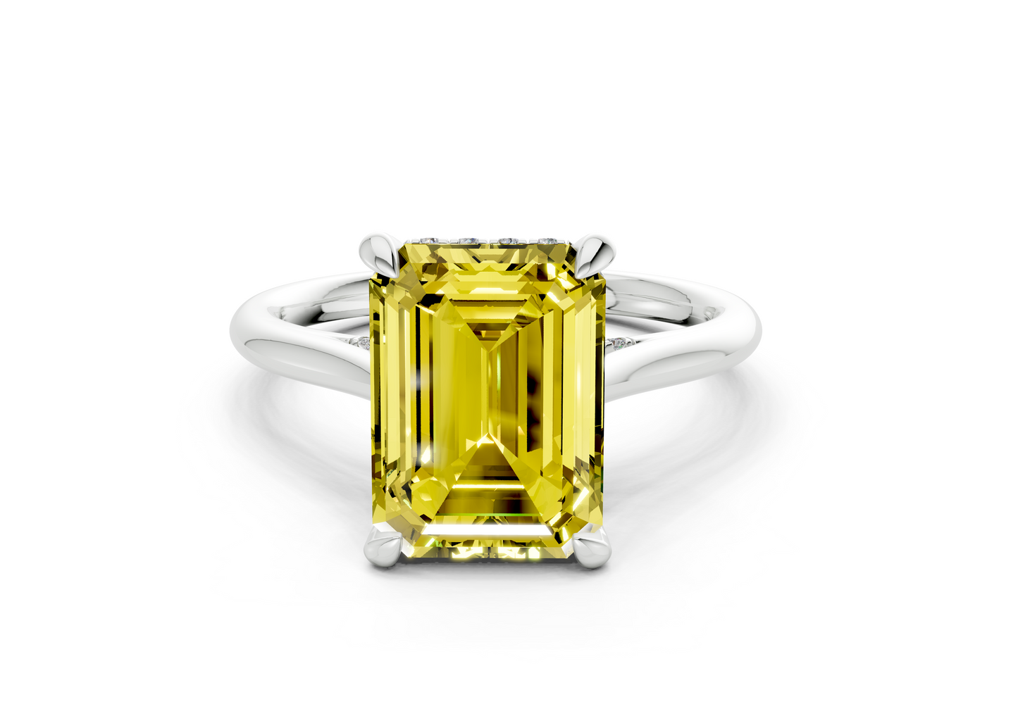 Piper Yellow Diamond Solitaire Emerald Cut 2.2mm Engagement Ring