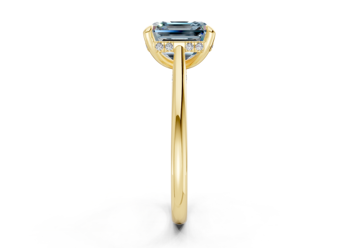 Piper Blue Diamond Solitaire Asscher Cut 1.8mm Engagement Ring