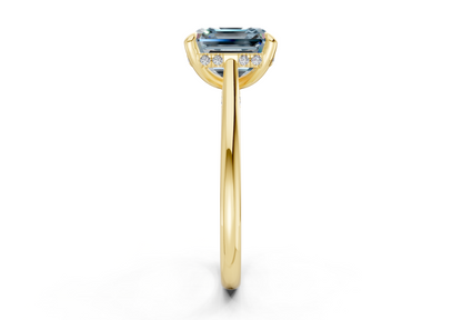 Piper Blue Diamond Solitaire Asscher Cut 2.3mm Engagement Ring