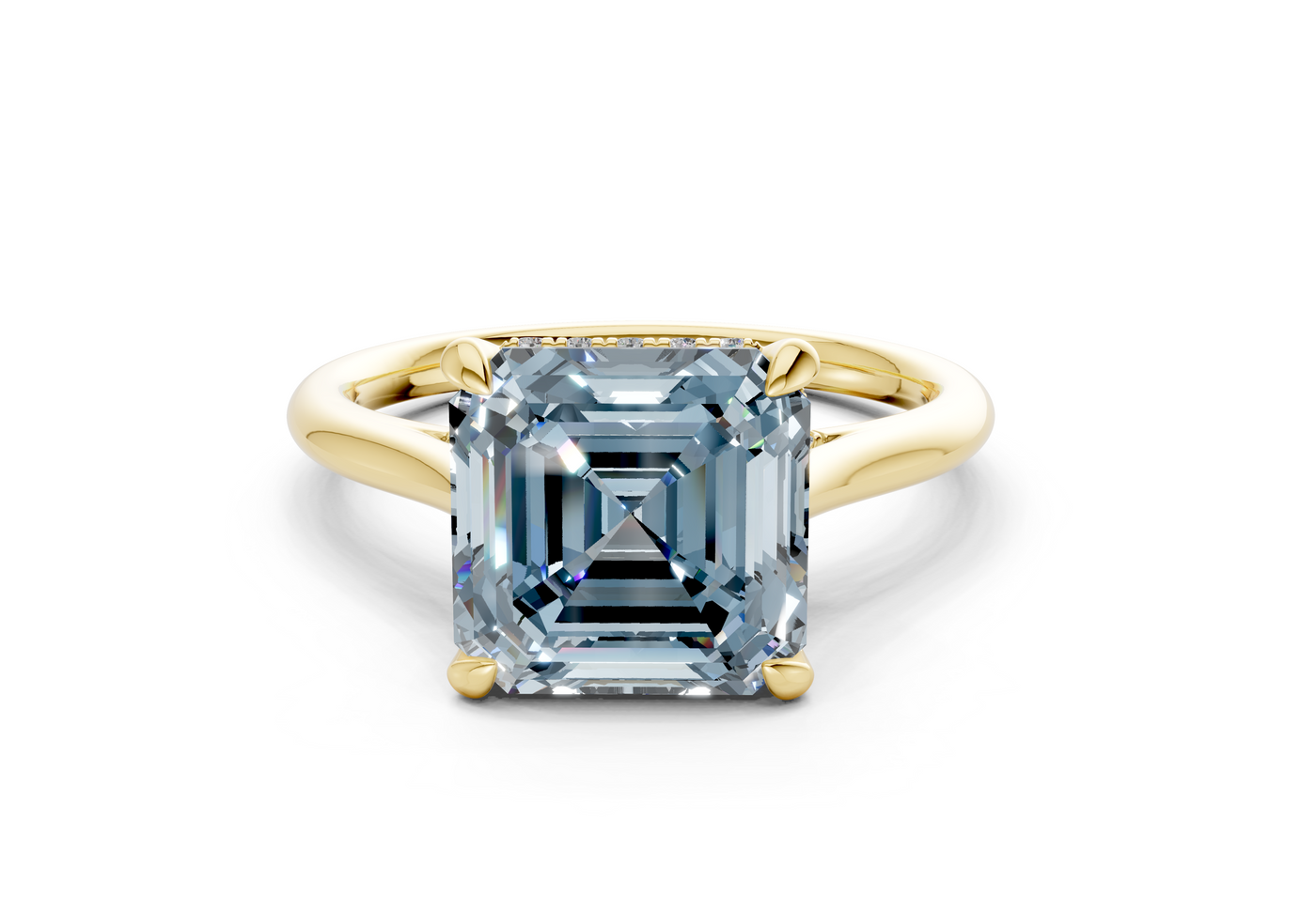 Piper Blue Diamond Solitaire Asscher Cut 2mm Engagement Ring