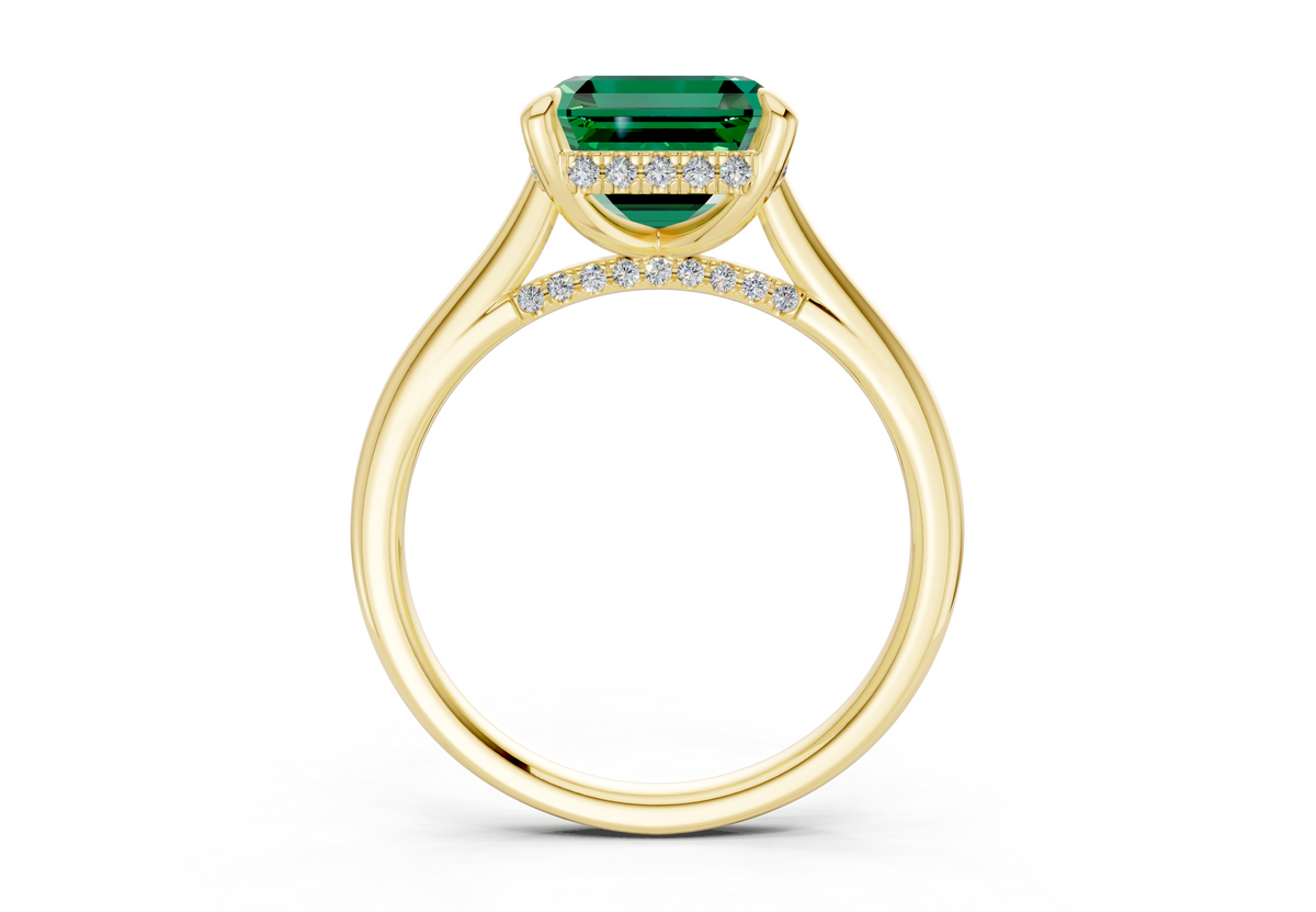 Piper Emerald Gemstone Solitaire Asscher Cut 1.8mm Engagement Ring