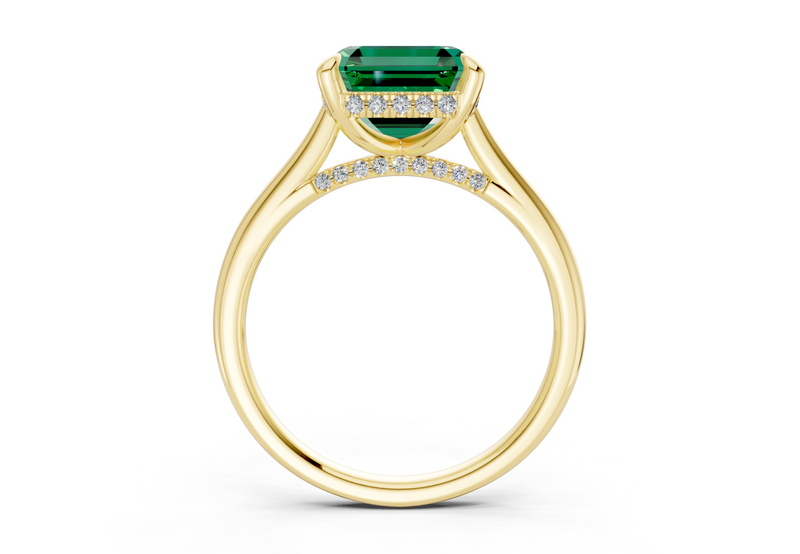 Piper Emerald Gemstone Solitaire Asscher Cut 2.3mm Engagement Ring