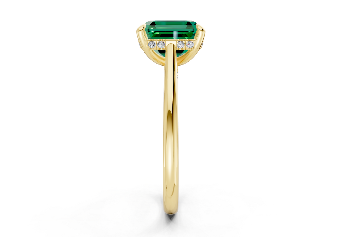 Piper Emerald Gemstone Solitaire Asscher Cut 2mm Engagement Ring