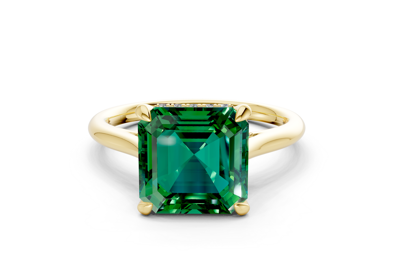 Piper Emerald Gemstone Solitaire Asscher Cut 1.8mm Engagement Ring