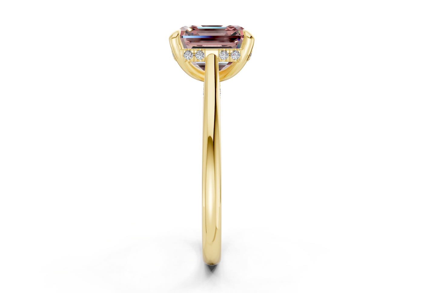 Piper Pink Diamond Solitaire Asscher Cut 1.8mm Engagement Ring