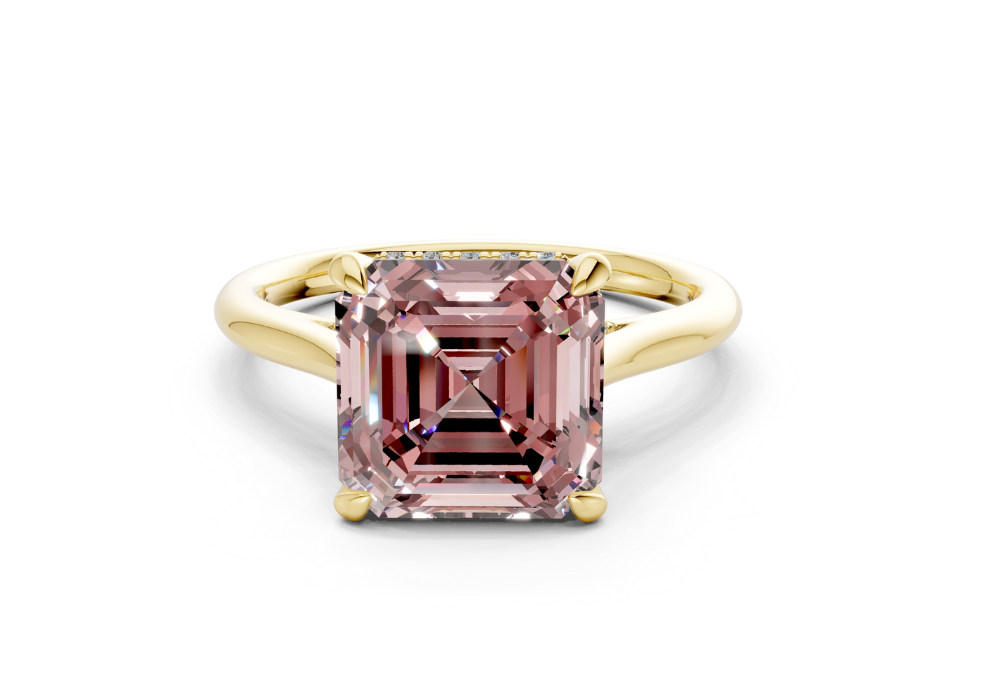 Piper Pink Diamond Solitaire Asscher Cut 1.8mm Engagement Ring